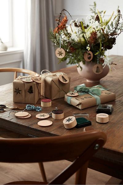Tchibo Wooden Tag Stamp Set, Beige