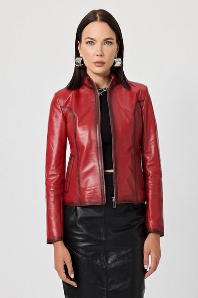 Deri Company Antonella Red Women's Leather Coat
