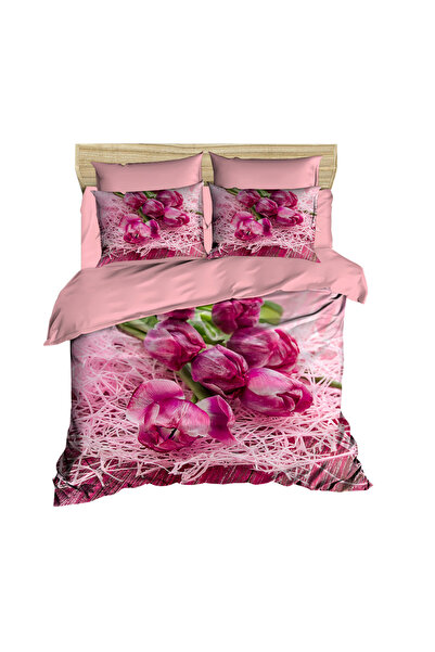 Fabeteks Wooden Floor and Lavender 3D Digital Double Duvet Cover Set