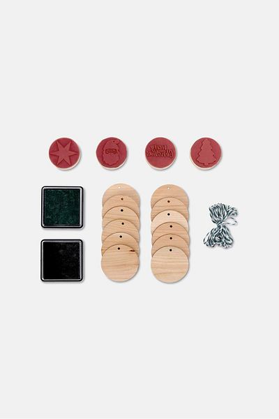 Tchibo Wooden Tag Stamp Set, Beige