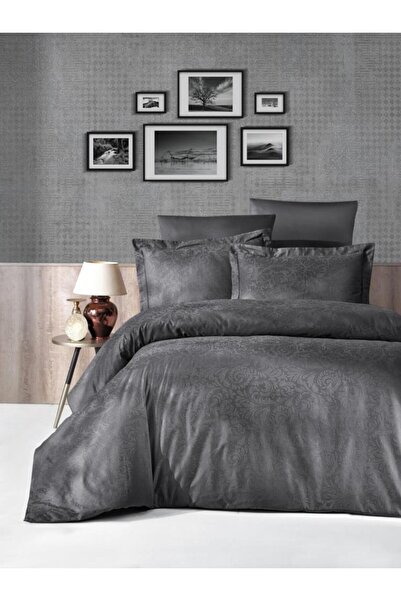 First Choice Jakar Saten Nevresim Takımı Tecna Füme Çift Kişilik