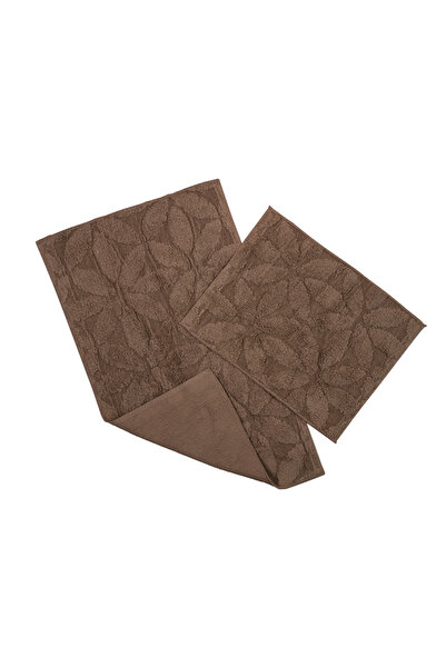 Fialka Σετ πατάκια μπάνιου 2 τεμαχίων με σχέδιο λουλουδιών σε σκούρο καφέ