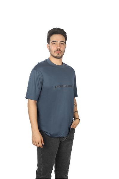 Emporio Armani Ανδρικό μπλουζάκι με στρογγυλή λαιμόκοψη - κοντό μανίκι, λεπτομέρεια λογότυπου, 6D1TR9 1JOSZ-09T6