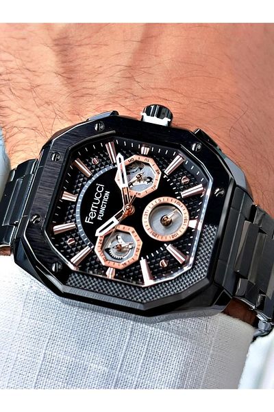 Ferrucci Black Steel Band Men's Wristwatch