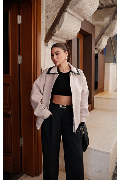 ForOre JACHETĂ DE PIELE DETALIATĂ CU FERMOARE