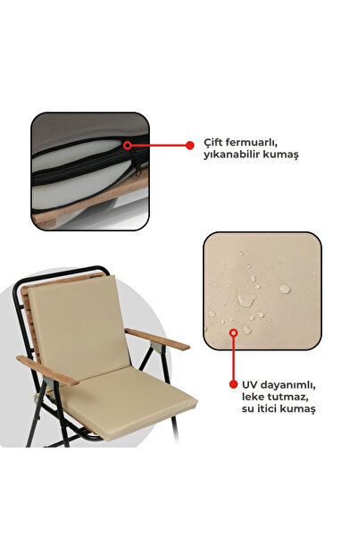 XPERMATE 6-Piece Backrest Chair Cushion Zippered 40x40 Backrest Chair Cushion Beige