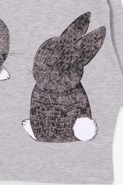 Breeze Girl Child Tunic Rabbit Pattern 1.5-5 Years, Gray Melange