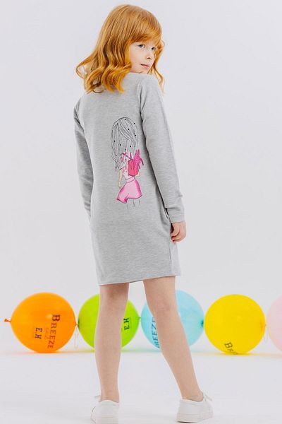 Breeze Gray Melange Girl's Tunic - Happy Printed Sequin, Age 3-7