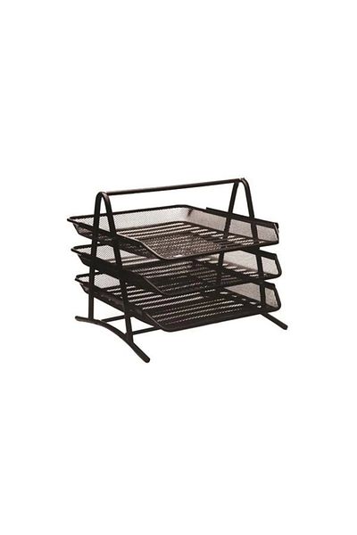 KRAF Perforated Document Shelf Metal 3 Tiers Black (460G)
