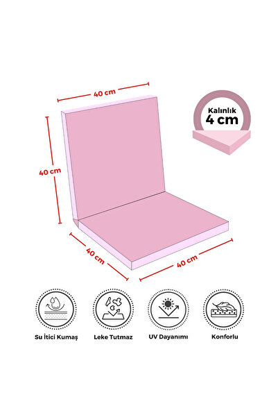 XPERMATE 6-штучний комплект подушок для стільців із спинкою на блискавці 40x40 Подушка для стільця із спинкою Рожева