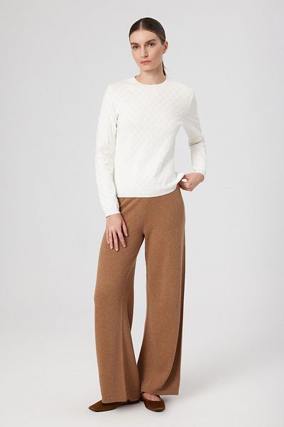 Mısırlı Pantaloni largi de damă cu talie înaltă Camel