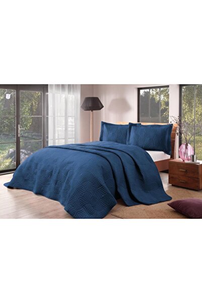 Taç Yatak Örtüsü Seti Perla Lacivert Çift Kişilik