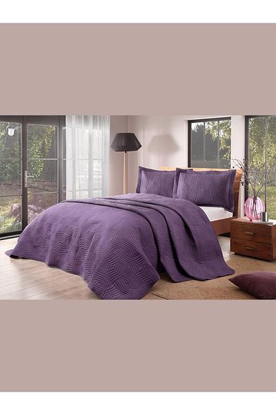 Taç Bedspread Set Perla Purple Single