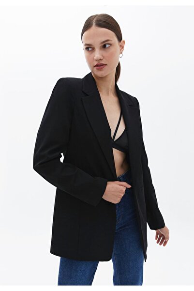 AYHAN Wide Cut Pocketless Single Button Blazer Jacket