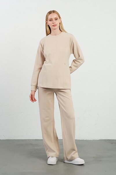 BUSA Costum Selenik cu talie înaltă picioare largi, textura moale, detaliat p...