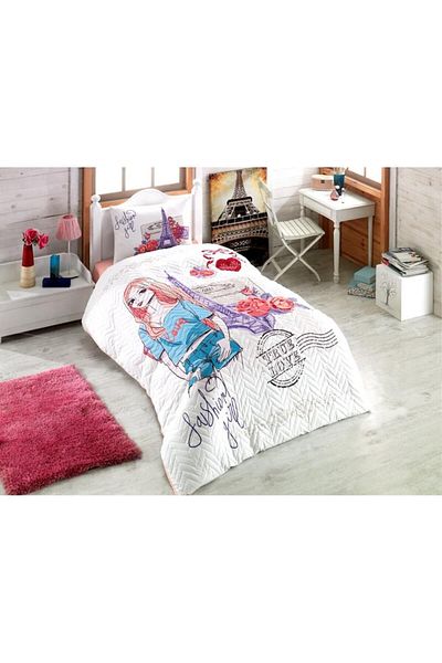 Kristal Set de lenjerie de pat matlasată cu model pentru un singur adolescent