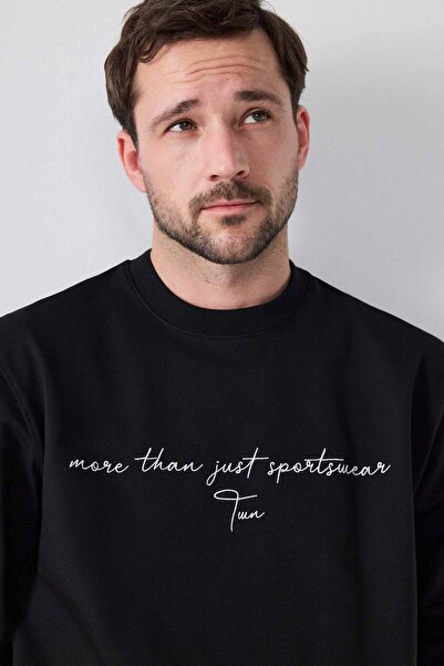 Twn Relaxed Fit Siyah Nakışlı Sweatshirt