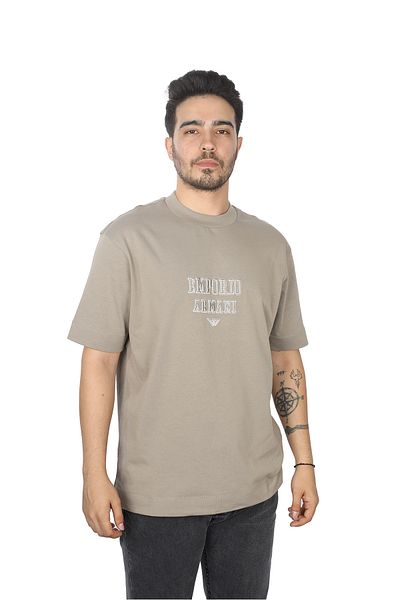 Emporio Armani تي شيرت رجالي بيج - رقبة دائرية، كم قصير، كاجوال - 6D1TQ9 1JWZZ-01P6
