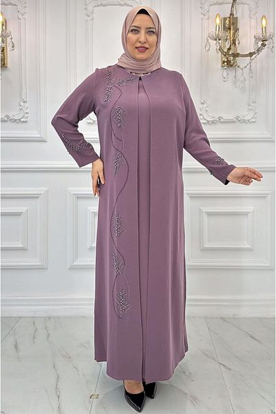 Amine Hüma Αποξηραμένο τριαντάφυλλο Çiğdem Hijab βραδινό φόρεμα