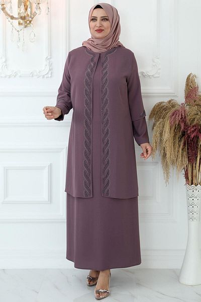 Amine Hüma Βραδινό φόρεμα Crystal Stone Dusty Rose