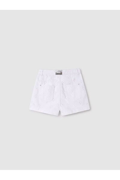 MAYORAL Κοριτσίστικο λευκό κεντημένο τζιν σορτς 6269