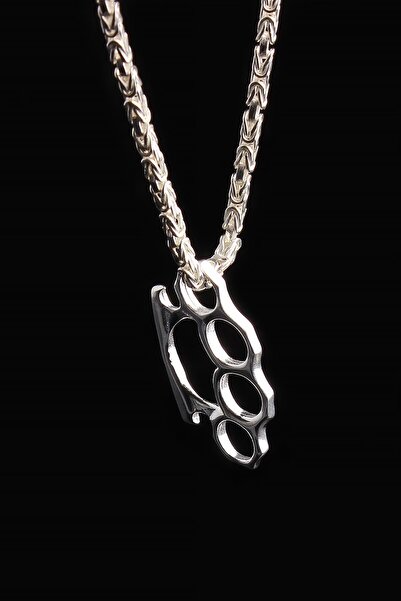 Omar Silver Kral Zincirli Muşta Model Gümüş Kolye