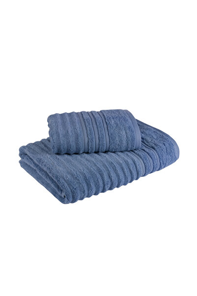 Fialka Довгий скручений хвилястий рушник, 2 шт., синій, 50x90