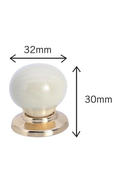 Porcellana Perla Cream-Gold - Porcelain - Handle-Handle Cabinet Drawer Furniture Kitchen Handle Ruby Button -Metal Foot-Stk0132