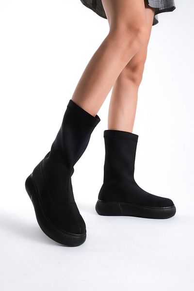 Moda Değirmeni Μαύρα γυναικεία Stretch μποτάκια BG1165-116-0002