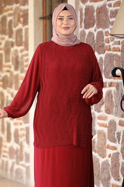Amine Hüma Βραδινό φόρεμα Aybike Claret Red