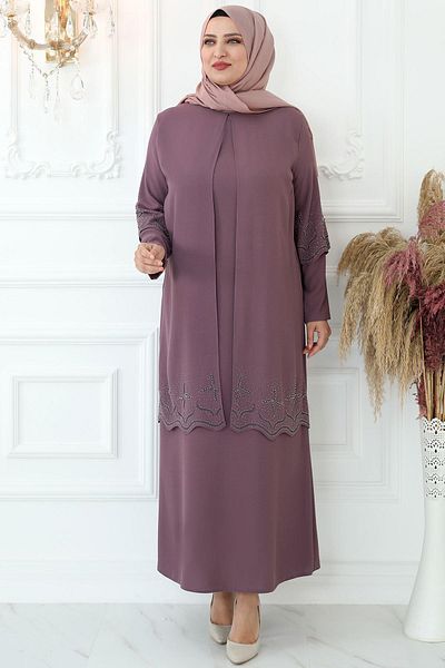 Amine Hüma Βραδινό φόρεμα Star Laser Cut Hijab - Dusty Rose