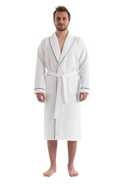 Denizli Concept Λευκό μπουρνούζι Soho Pique - Unisex απορροφητικό και μαλακό μπουρνούζι - 2xl