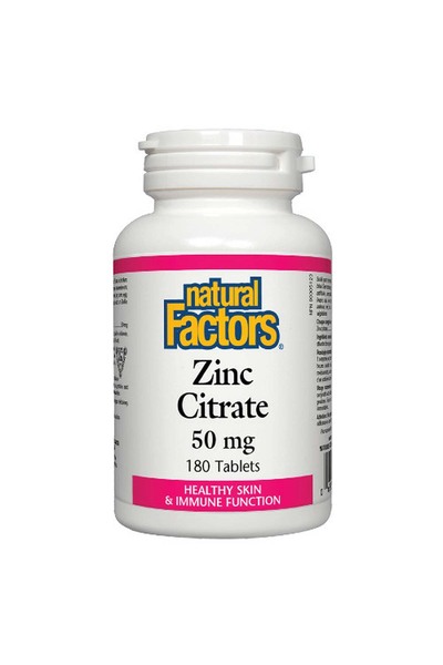 Natural Factors Zinc Citrate, 180 Tablets, 50 mg