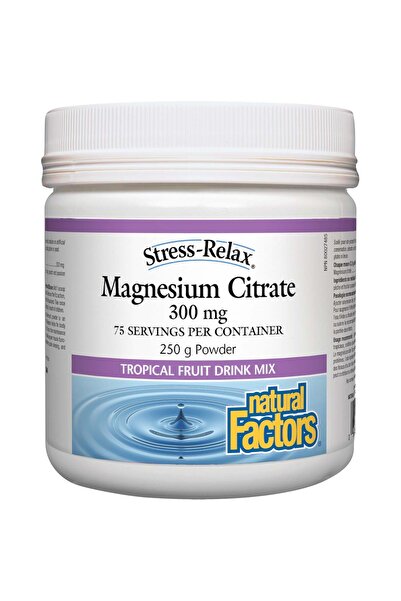 Natural Factors Magnesium Citrate Powder, 300 mg, Tropical Fruits