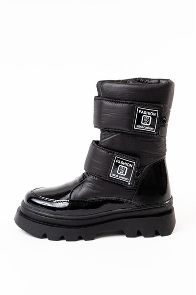Windy Shoes Girl's Black Patent Leather Pu Leather Daily Boots and Booties