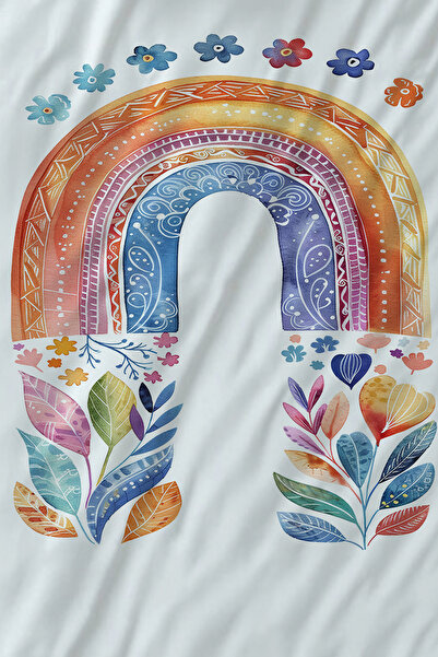 Else Dekor Комплект плик за завивка с калъфка за възглавница с бохо и акварелни шарки в дъга