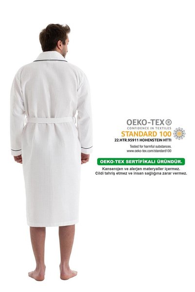 Denizli Concept Beyaz Soho Pike Bornoz - Unisex Emici Ve Yumuşak Bornoz Model - L/XL