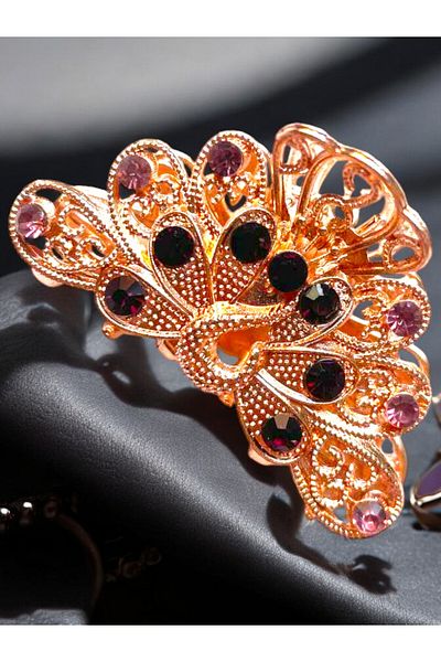 GALATA GIFT Agrafă de păr pentru femei cu clemă trandafir (argintiu) zirconiu piatră lebădă-coroană model modern nou tendință agrafă fetiță 6 cm