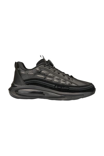İmerShoes Casual Men's Black Sneaker Lace-Up Thick Sole Oval Toe Suede Detailed Sports Shoes 2250