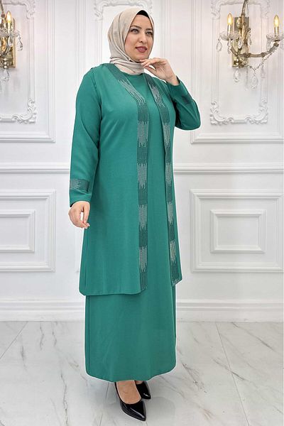 Amine Hüma Βερύ Μουσουλμανικό βραδινό φόρεμα Emerald