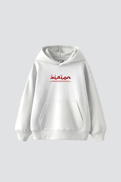 Sekizbiraltı Vision Printed Oversize Unisex Premium White Hoodie
