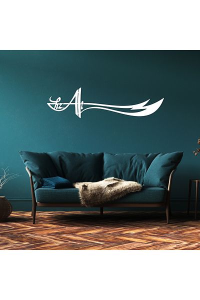 DECOVIENO Hz. Decor de perete din metal Ali - Decor de perete pentru biroul de acasă cu sabie (60 CM x 16 CM)