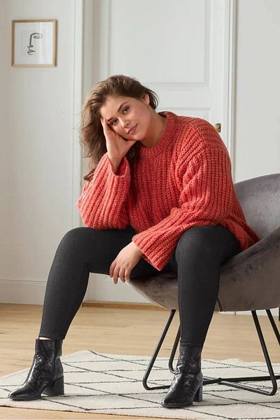Tchibo Women Crew,neck Textured Sweater, Red