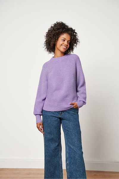 Tchibo Women Round Neck Knitted Sweater, Lavender