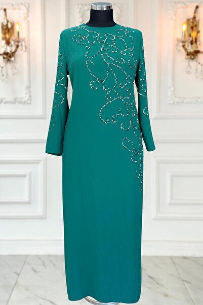 Amine Hüma Cansu Tesettür Abiye Zümrüt