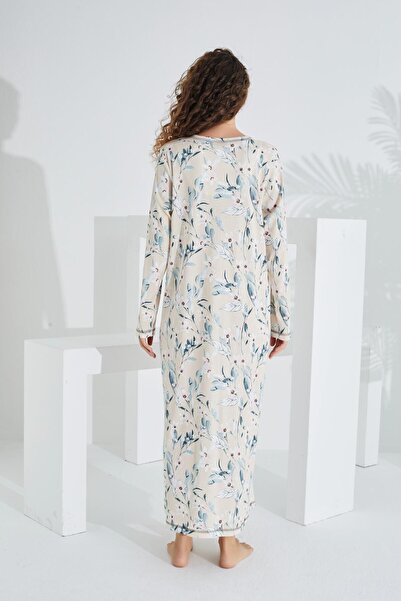 Etoile %100 Pamuk Uzun Kol Kadın Elbise Gecelik 91415