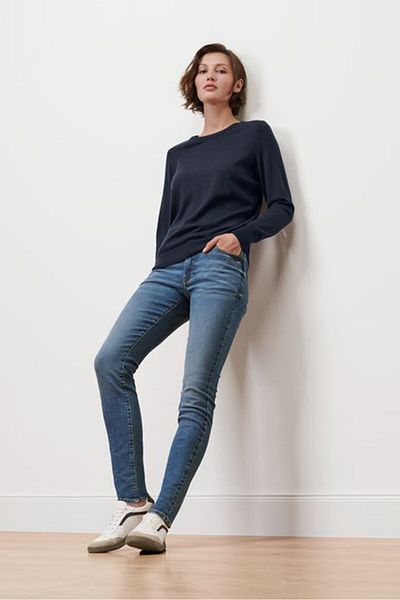 Tchibo Women Round Neck Knitted Sweater, Navy Blue