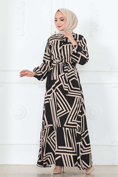 SGS Φόρεμα από βισκόζη με ρίγες μαύρου βιζόν