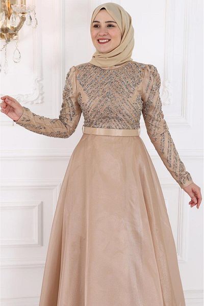 Amine Hüma Βραδινό φόρεμα Neva Gold Hijab