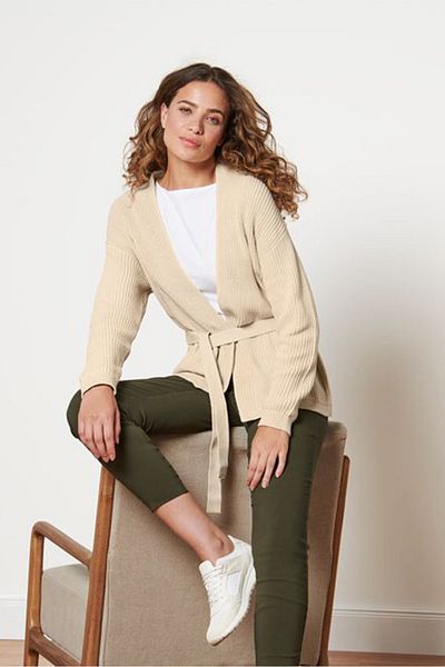 Tchibo Women Textured Long Sleeve Cardigan, Cream